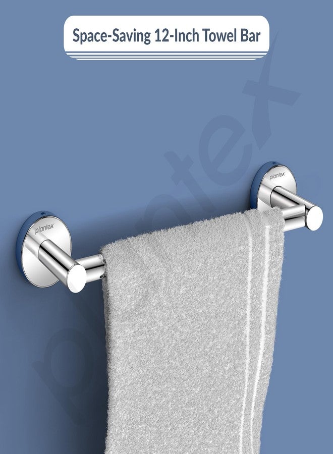 Plantex Towel Holder for Bathroom/12 inch Towel Bar/Single Towel Rod/Towel Hanger for Home/Bathroom Accessories - Pack of 2 (Chrome) - Image 5
